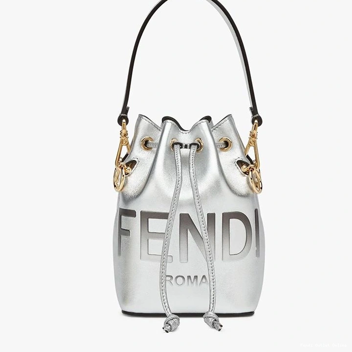 Affordable Silver Fendi In ROMA Logo Tresor Bag Leather Mini Mon Bucket Calf 0810